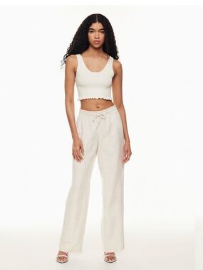 Aritzia Wilfred Cruise Linen Thesis Pant In White